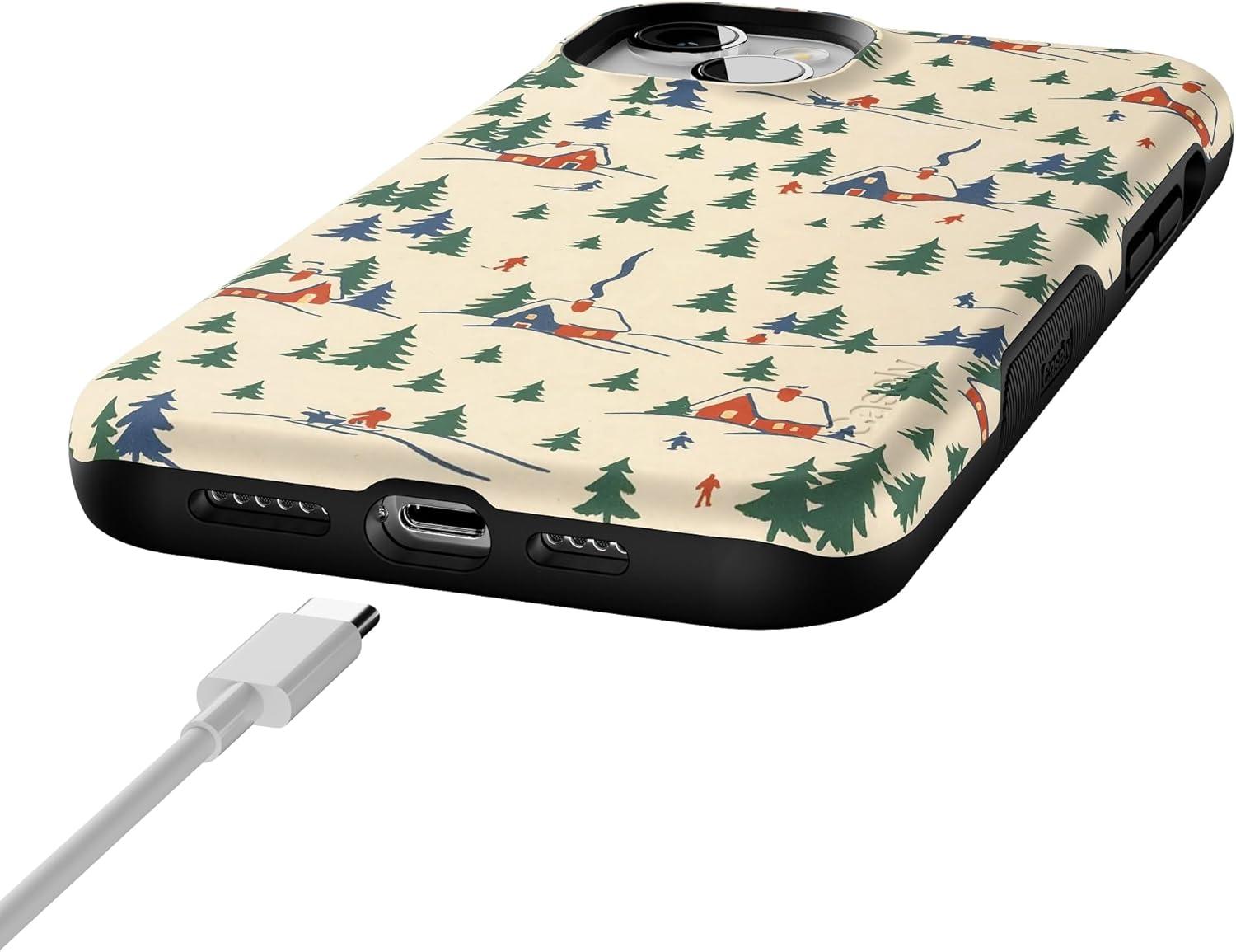 imageCasely iPhone 14 Plus Case Chalet All Day Winter Village Bold Protective Design MagSafe Compatible Design