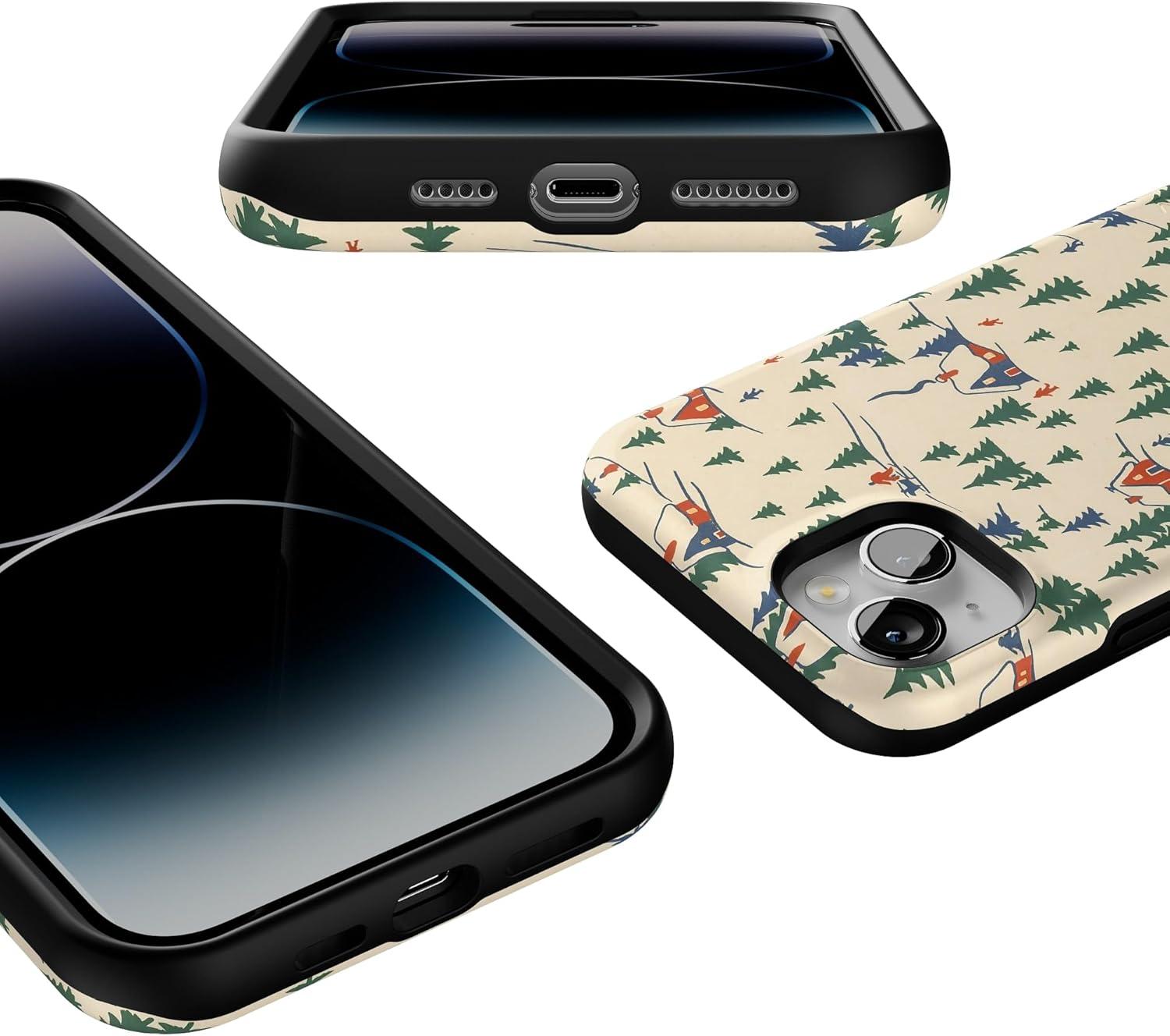 imageCasely iPhone 14 Plus Case Chalet All Day Winter Village Bold Protective Design MagSafe Compatible Design