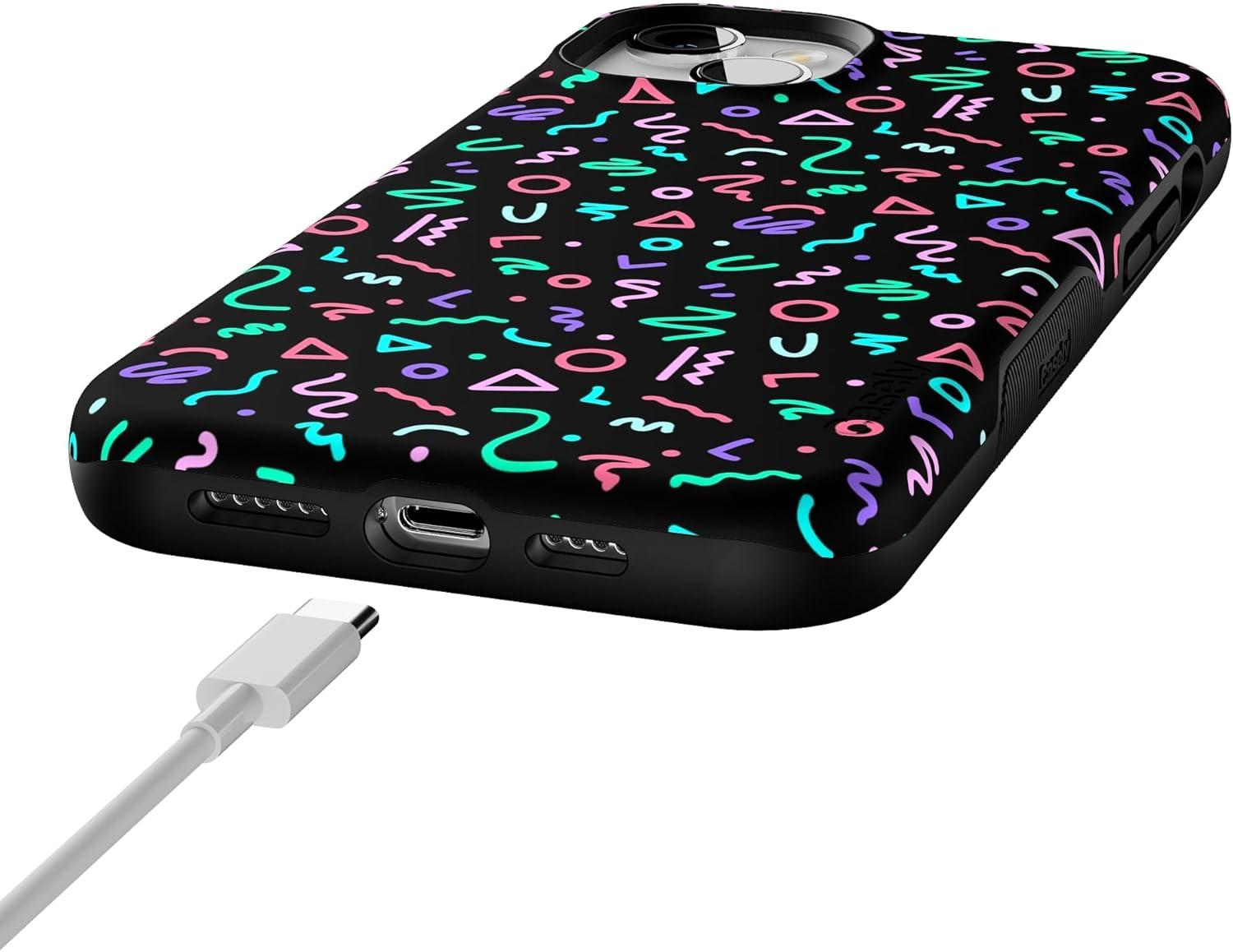 imageCasely iPhone 14 Plus Case Coquette Girlie Pastel Bows Bold Protective Design Compatible with MagSafeAlways Vibing Retro