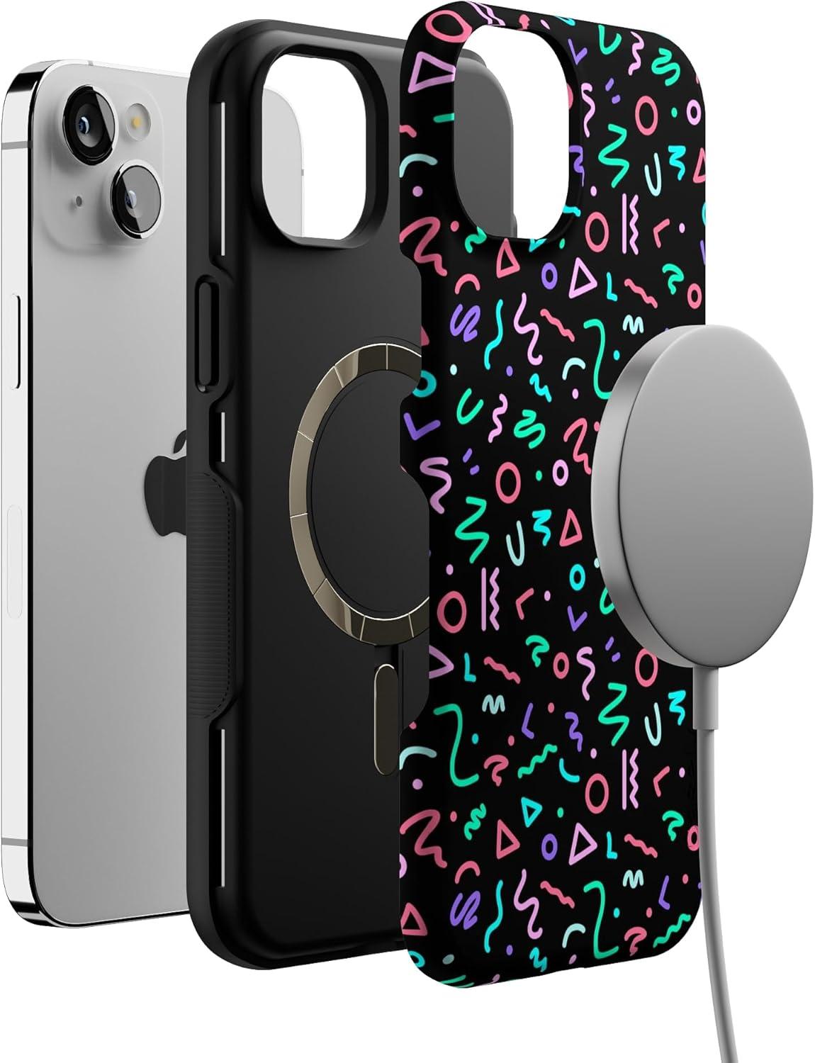 imageCasely iPhone 14 Plus Case Coquette Girlie Pastel Bows Bold Protective Design Compatible with MagSafeAlways Vibing Retro