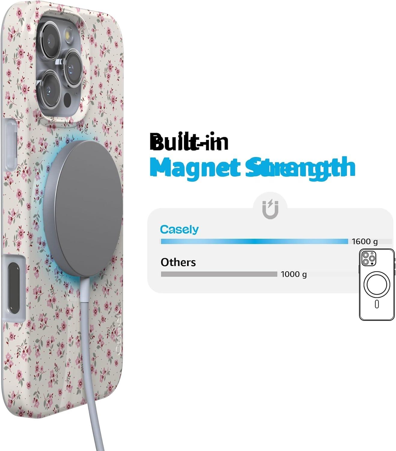 imageCasely iPhone 16 Pro Case  Into The Wild  White Snow Leopard  Compatible with MagSafe  Classic Ultra Slim DesignCottage Charm  Cottagecore