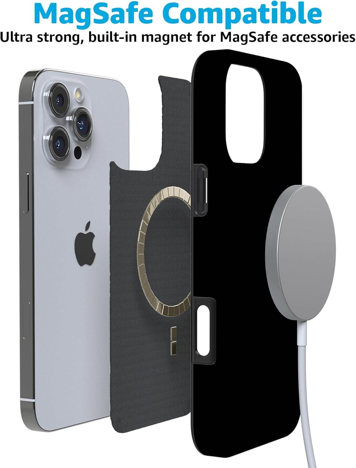 imageCasely iPhone 16 Pro Case Moody Monochrome Bordeaux Rose Compatible with MagSafe Classic Ultra Thin DesignBlack on Black