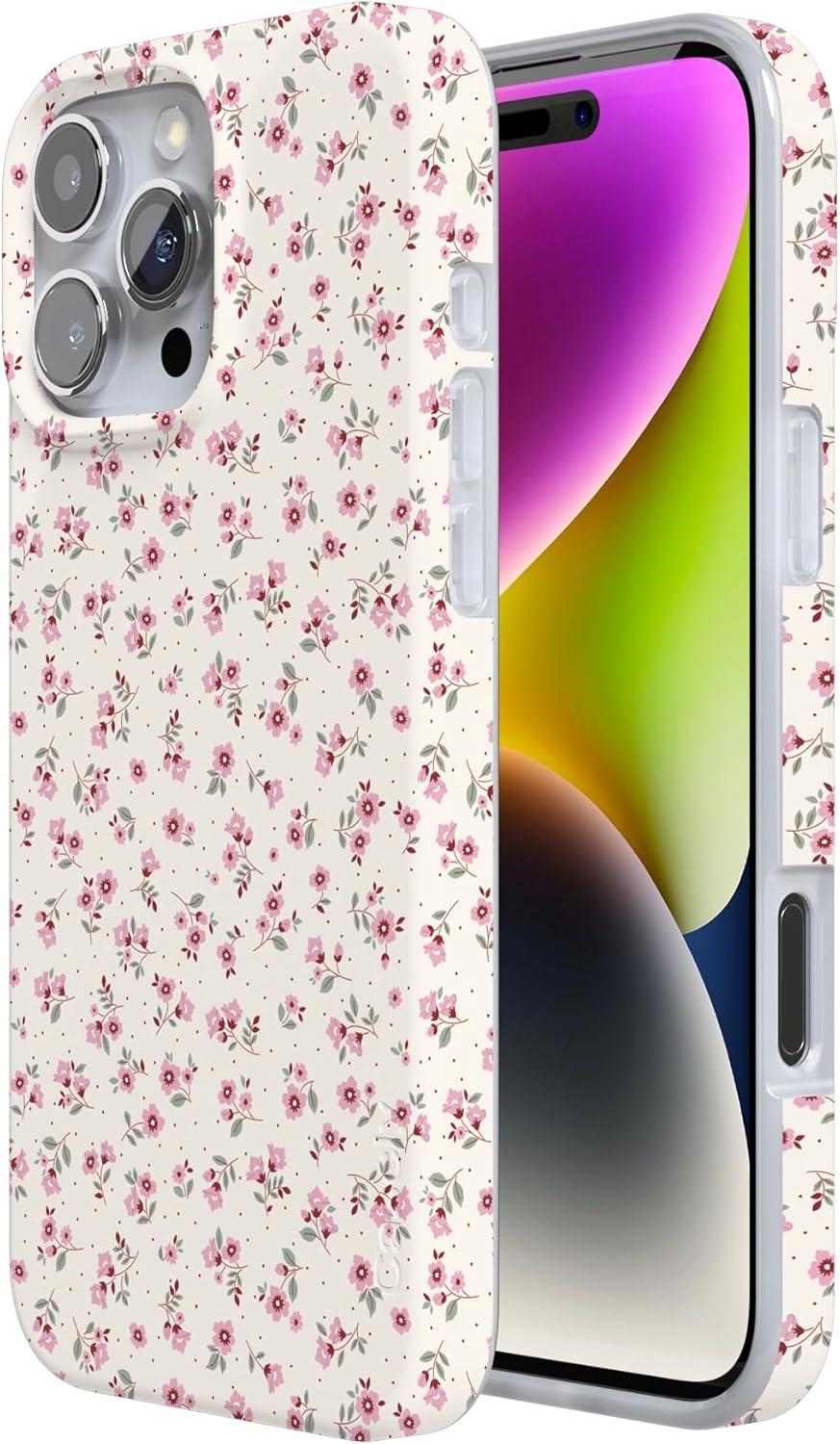 imageCasely iPhone 16 Pro Case  Moody Monochrome  Bordeaux Rose  Compatible with MagSafe  Classic Ultra Thin DesignCottage Charm  Cottagecore