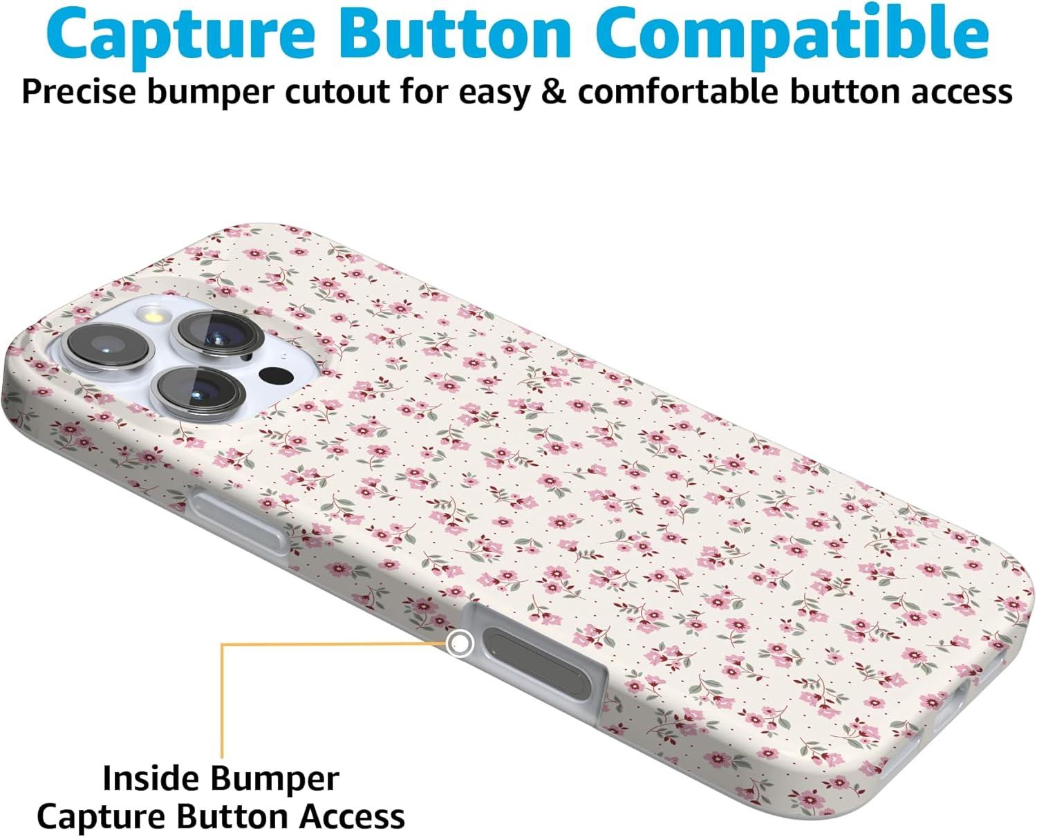 imageCasely iPhone 16 Pro Case  Moody Monochrome  Bordeaux Rose  Compatible with MagSafe  Classic Ultra Thin DesignCottage Charm  Cottagecore