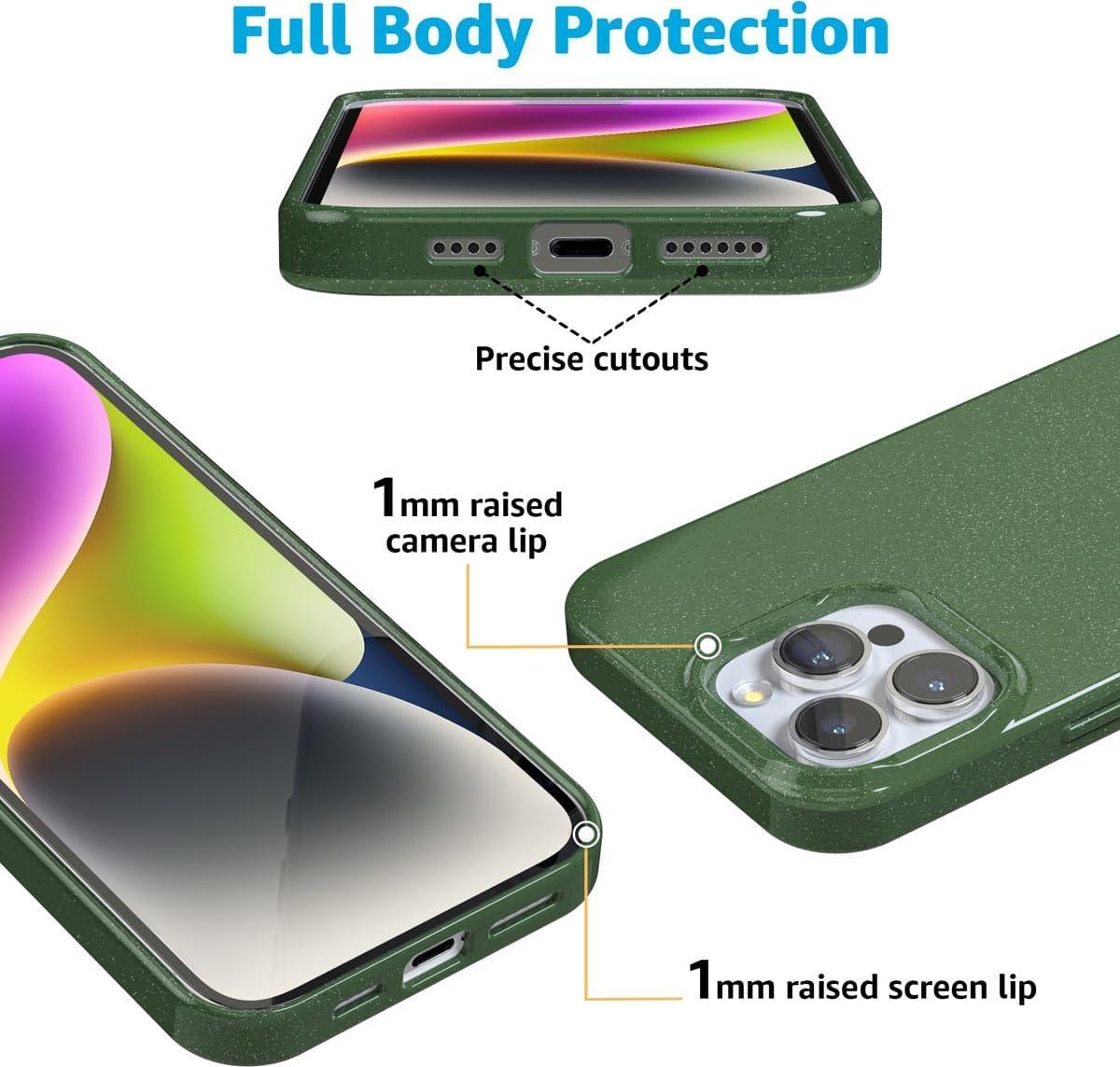 imageCasely iPhone 16 Pro Case Moody Monochrome Bordeaux Rose Compatible with MagSafe Classic Ultra Thin DesignMystic Moss Green Enchanted Glitter