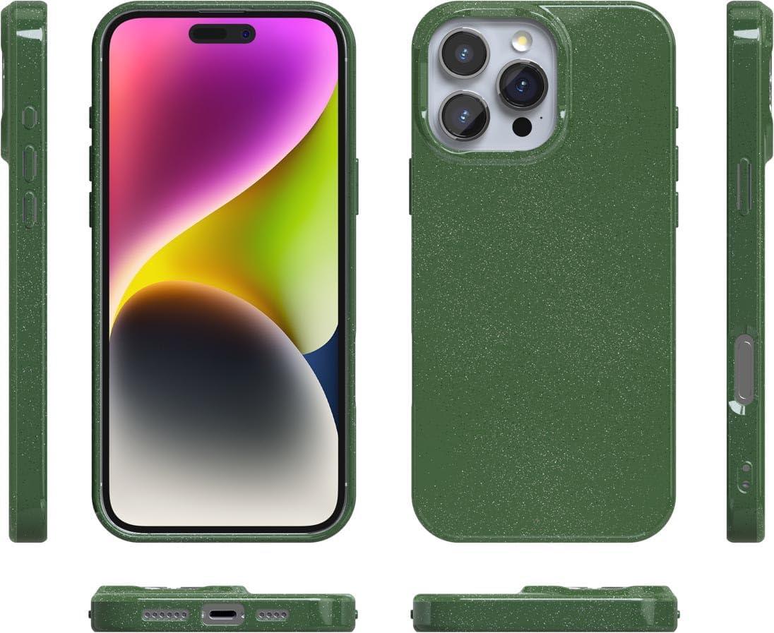 imageCasely iPhone 16 Pro Case Moody Monochrome Bordeaux Rose Compatible with MagSafe Classic Ultra Thin DesignMystic Moss Green Enchanted Glitter