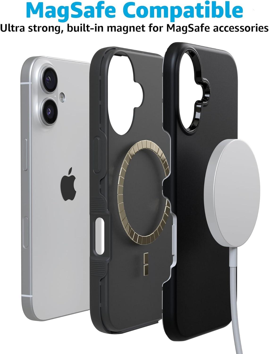 imageCasely iPhone 17 Case Into The Wild White Snow Leopard Bold Protective Design Compatible with MagSafeBlack on Black