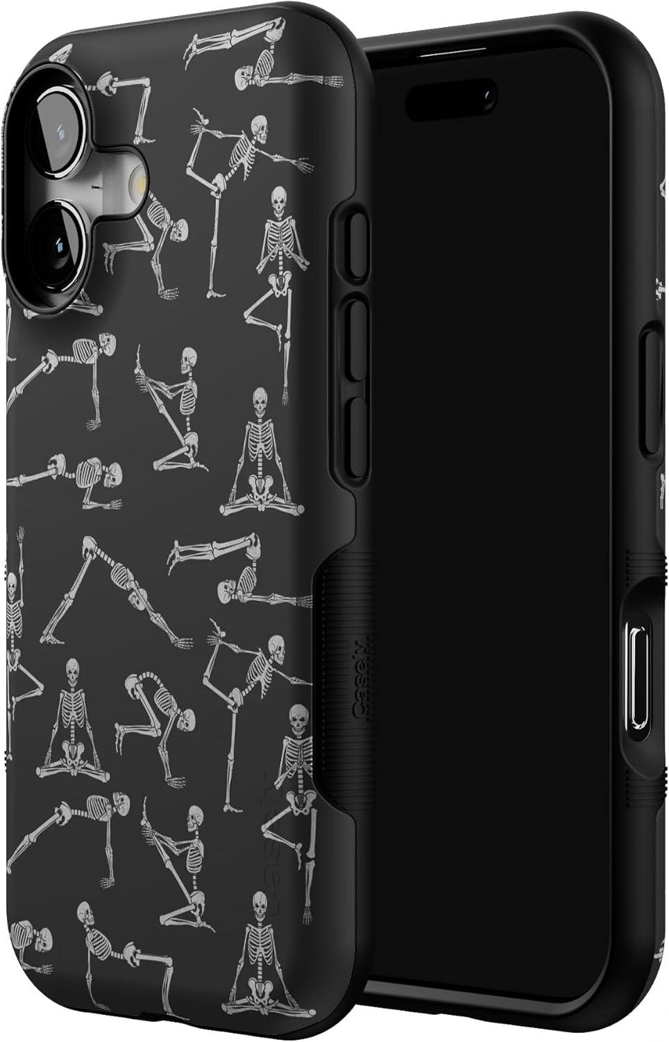 imageCasely iPhone 17 Case Into The Wild White Snow Leopard Bold Protective Design Compatible with MagSafeCorpse Pose Skeleton Yoga