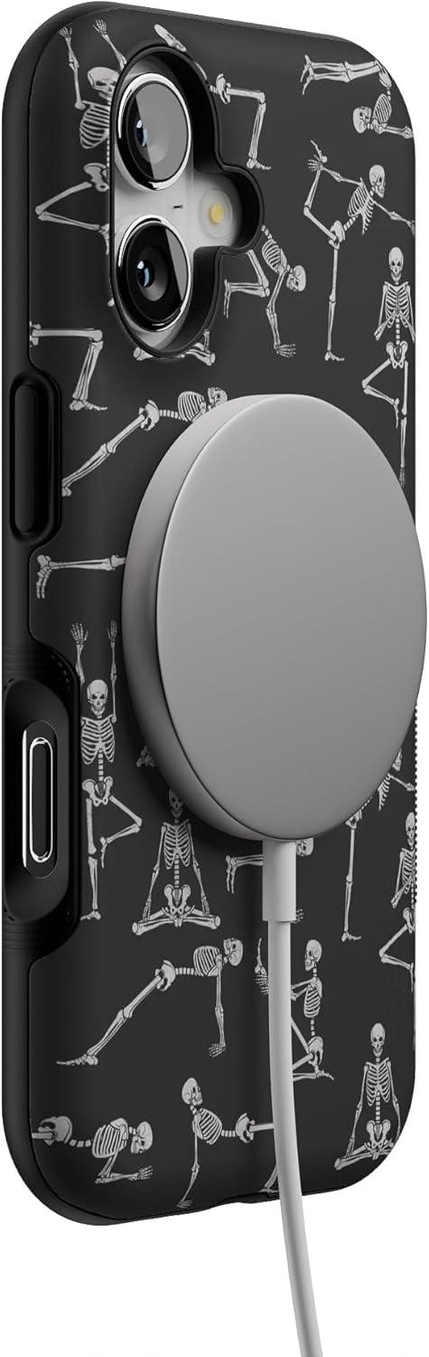 imageCasely iPhone 17 Case Into The Wild White Snow Leopard Bold Protective Design Compatible with MagSafeCorpse Pose Skeleton Yoga