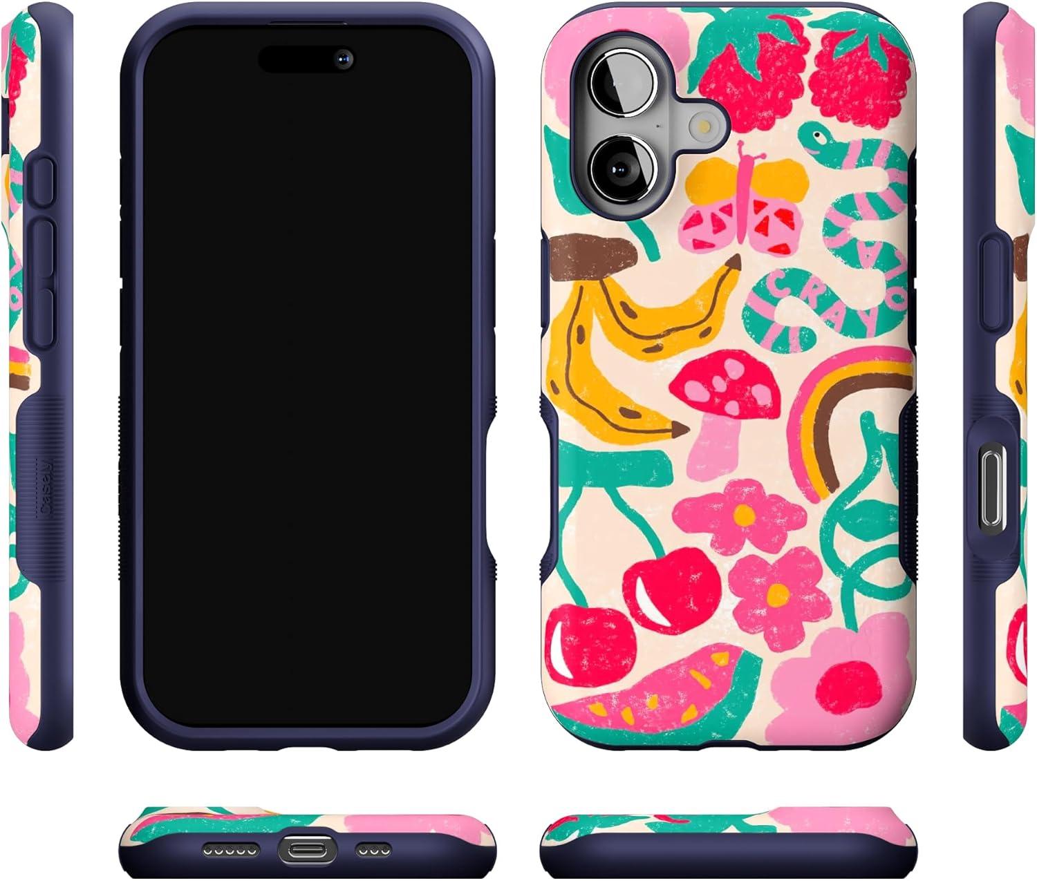 imageCasely iPhone 17 Case Into The Wild White Snow Leopard Bold Protective Design Compatible with MagSafeDoodle Bug Crayola Crayon