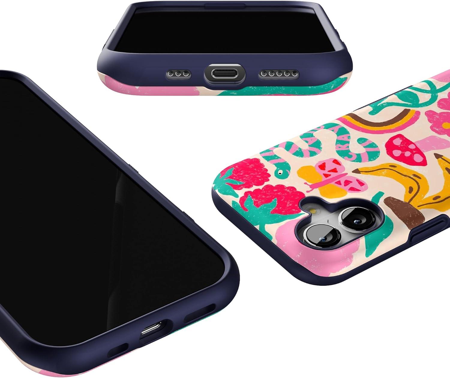 imageCasely iPhone 17 Case Into The Wild White Snow Leopard Bold Protective Design Compatible with MagSafeDoodle Bug Crayola Crayon