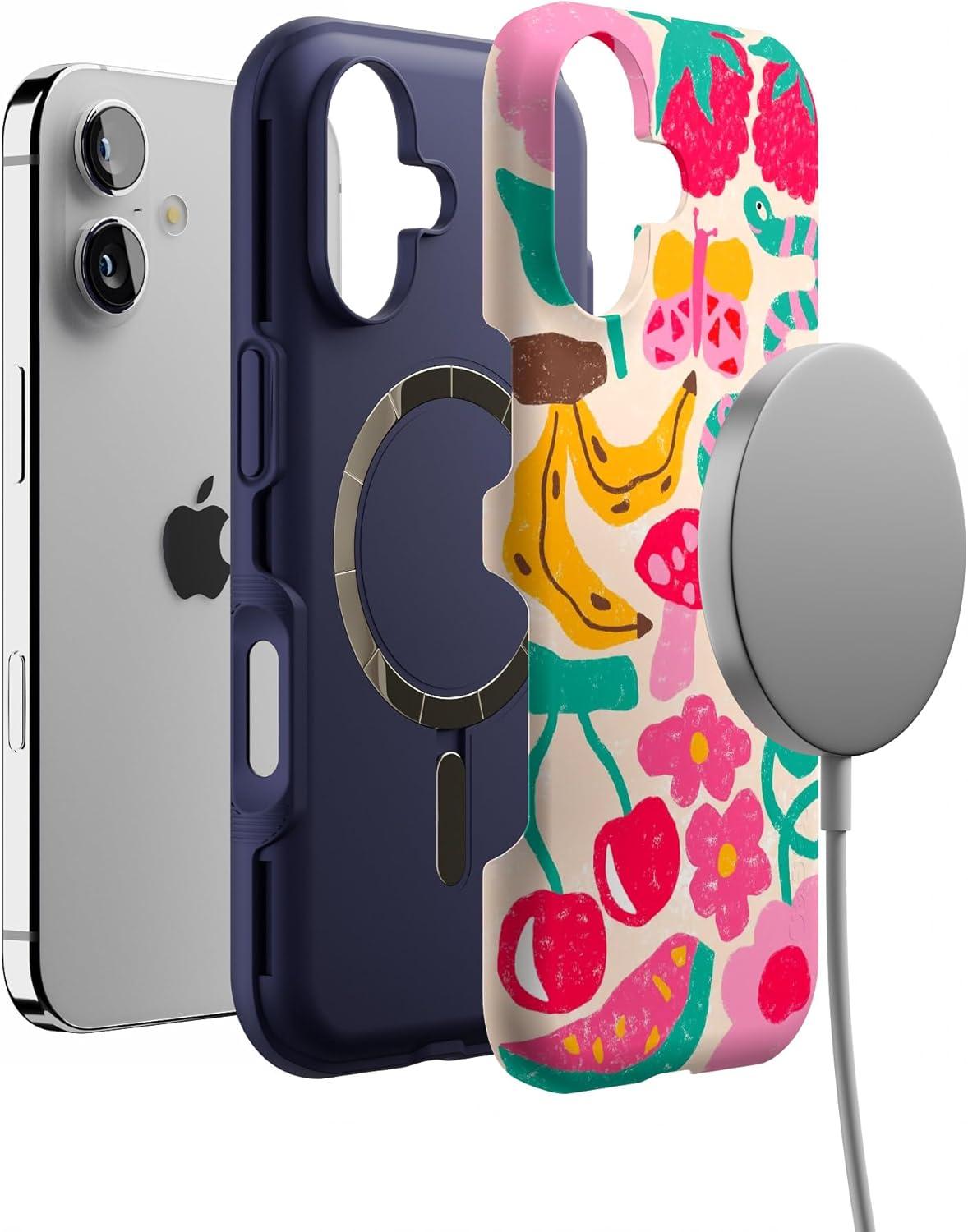 imageCasely iPhone 17 Case Into The Wild White Snow Leopard Bold Protective Design Compatible with MagSafeDoodle Bug Crayola Crayon