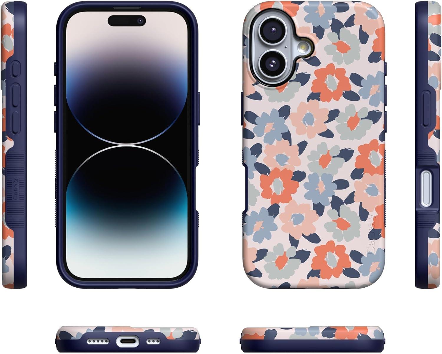 imageCasely iPhone 17 Case Into The Wild White Snow Leopard Bold Protective Design Compatible with MagSafeField of Flowers Pastel Floral