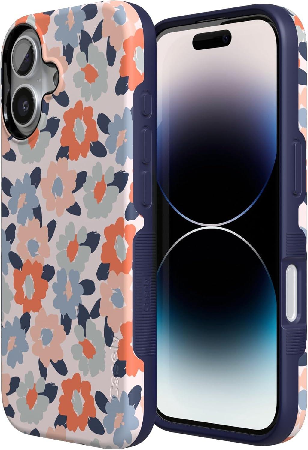 imageCasely iPhone 17 Case Into The Wild White Snow Leopard Bold Protective Design Compatible with MagSafeField of Flowers Pastel Floral