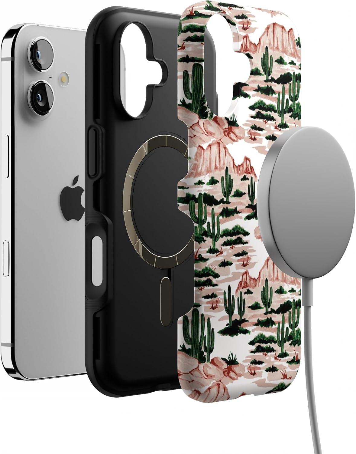 imageCasely iPhone 17 Case Into The Wild White Snow Leopard Bold Protective Design Compatible with MagSafeGold Rush Desert