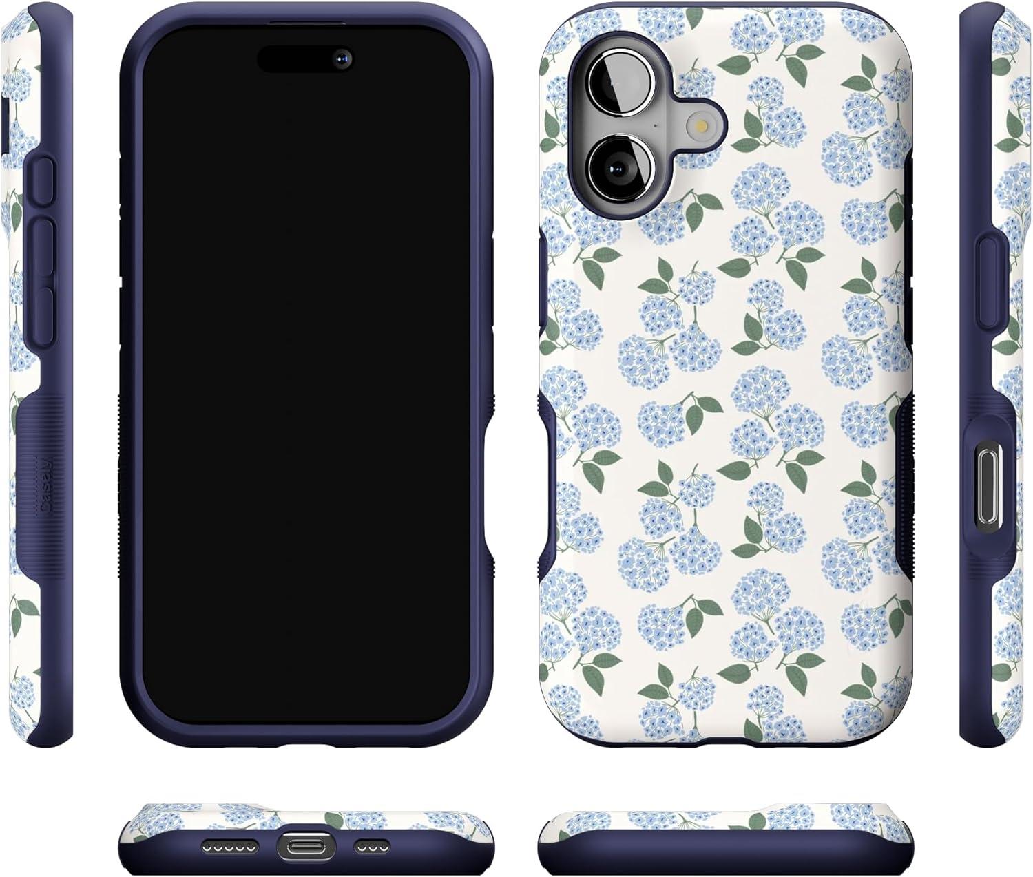 imageCasely iPhone 17 Case Into The Wild White Snow Leopard Bold Protective Design Compatible with MagSafeNantucket Cottage Blue Hydrangea