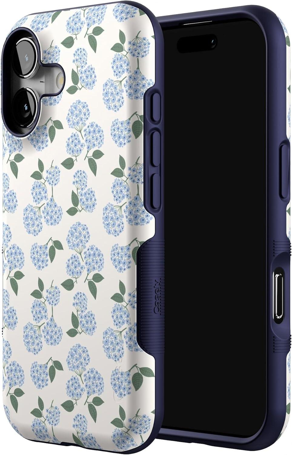 imageCasely iPhone 17 Case Into The Wild White Snow Leopard Bold Protective Design Compatible with MagSafeNantucket Cottage Blue Hydrangea