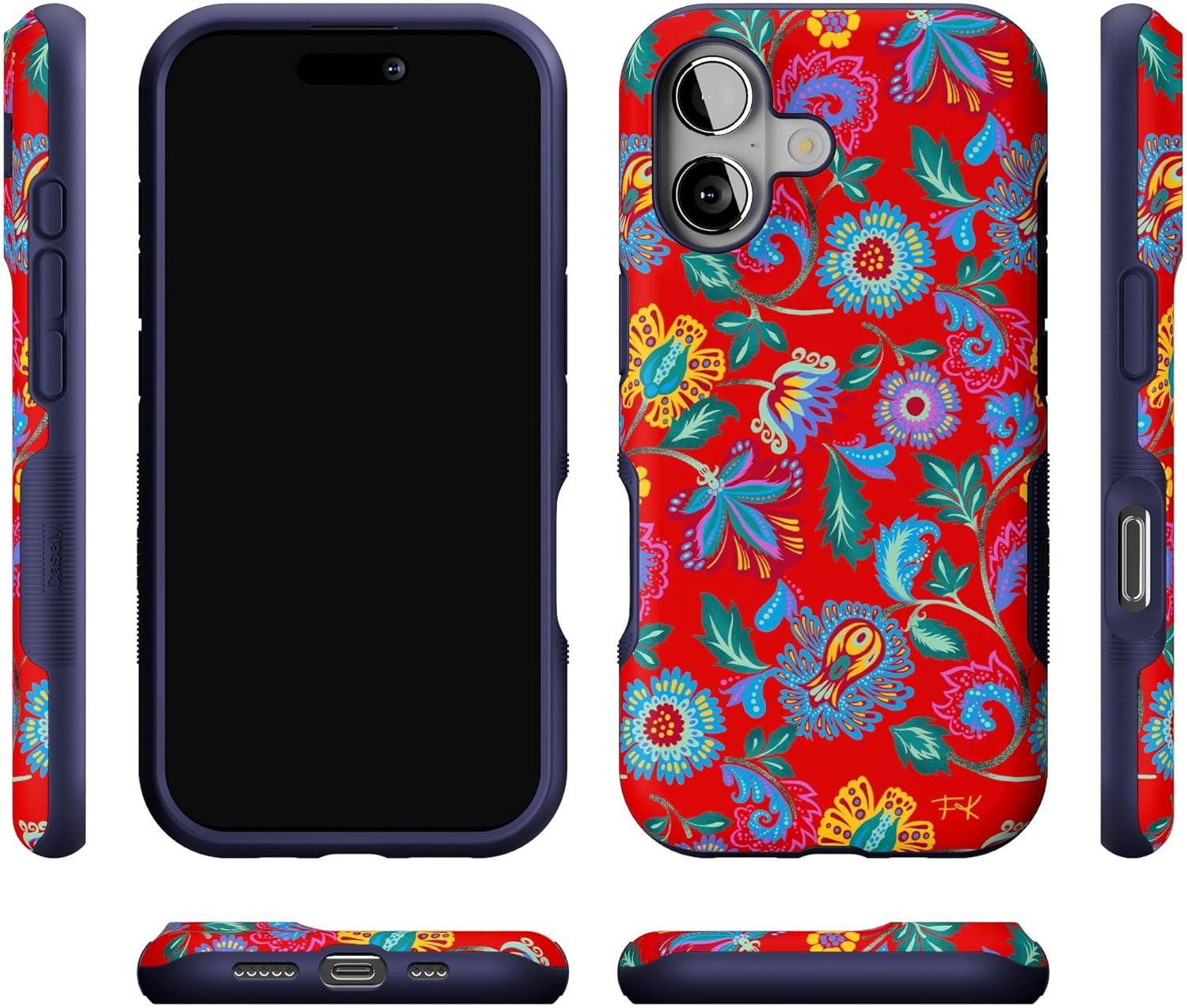 imageCasely iPhone 17 Case Into The Wild White Snow Leopard Bold Protective Design Compatible with MagSafePainted Flowers Frida Kahlo Floral