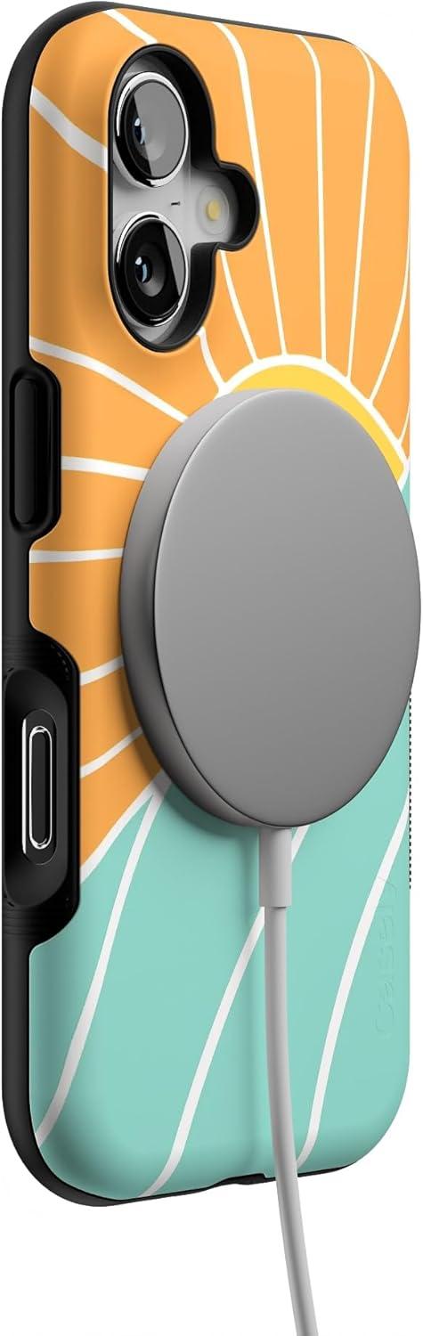 imageCasely iPhone 17 Case Into The Wild White Snow Leopard Bold Protective Design Compatible with MagSafeWaves Rays Sunshine