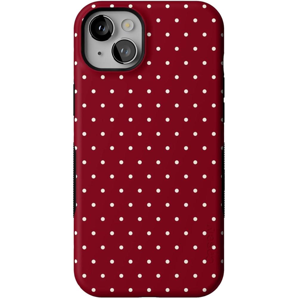 imageCasely iPhone 13 Mini Case On The Dot Maroon Polka Dot Bold Protective Design MagSafe Compatible Design