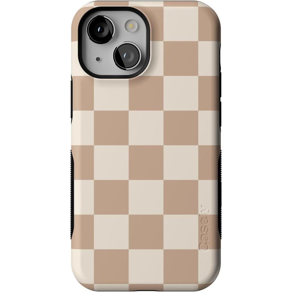 imageCasely iPhone 13 Mini Case  Pura Vida  Oasis  Bold Protective Design  Compatible with MagSafeFit Check  Neutral Checkerboard Checkered