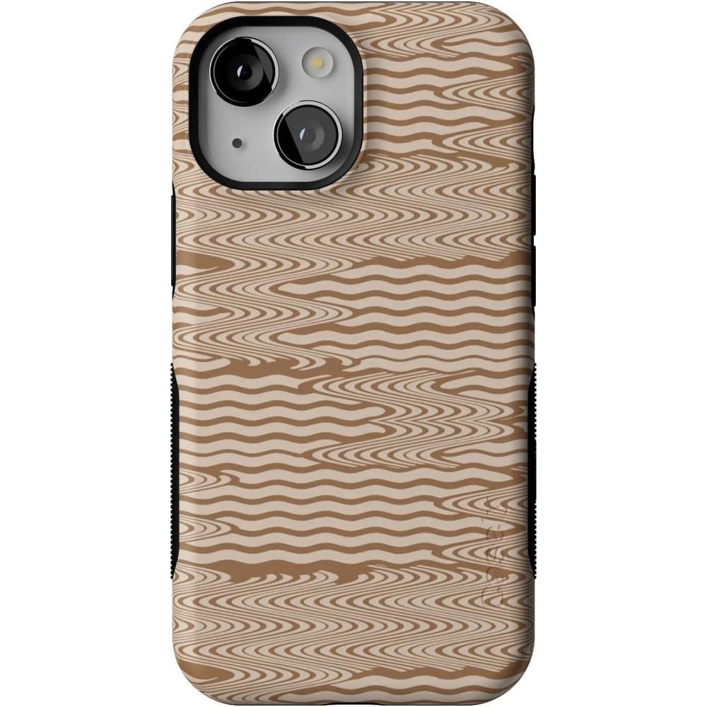 imageCasely iPhone 13 Mini Case  Pura Vida  Oasis  Bold Protective Design  Compatible with MagSafeMocha Ripple  Brown Waves