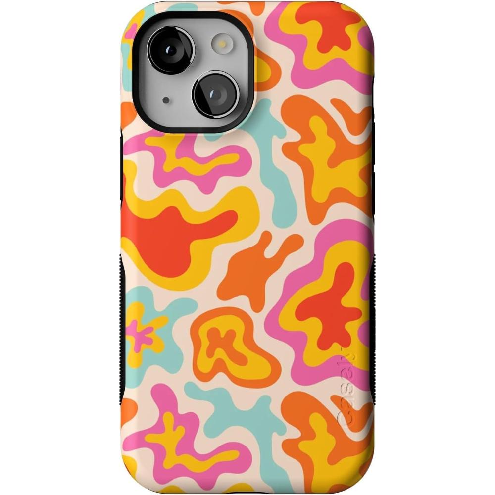 imageCasely iPhone 13 Mini Case  Pura Vida  Oasis  Bold Protective Design  Compatible with MagSafeTropical Color Splash  Abstract Retro