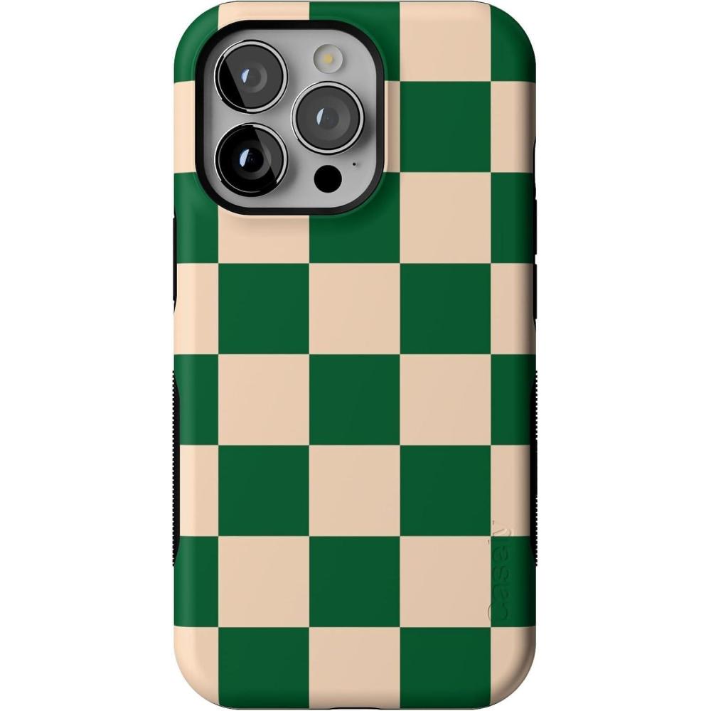 imageCasely iPhone 13 Pro Case  Into The Wild  Black Leopard  Bold Protective Design  MagSafe Compatible DesignFit Check  Green Checkerboard