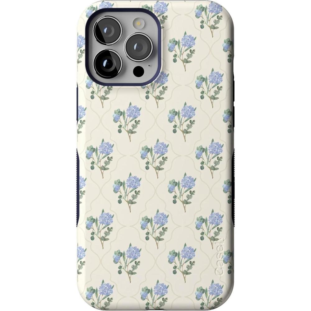 imageCasely iPhone 13 Pro Case  Into The Wild  Black Leopard  Bold Protective Design  MagSafe Compatible DesignVintage Garden  Blue Hydrangea