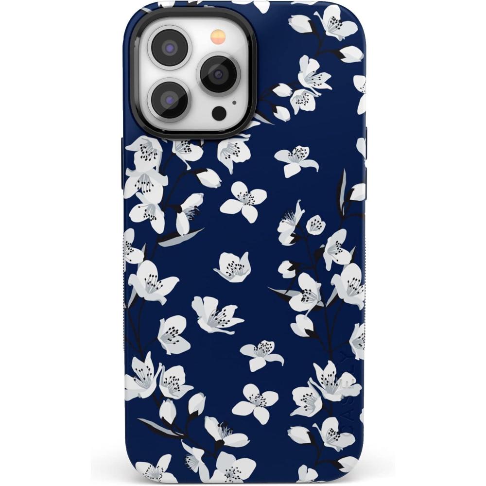 imageCasely iPhone 13 Pro Case  Sage Garden  Green Floral  Bold Protective Design  Compatible with MagSafeNavy Cherry Blossom Floral