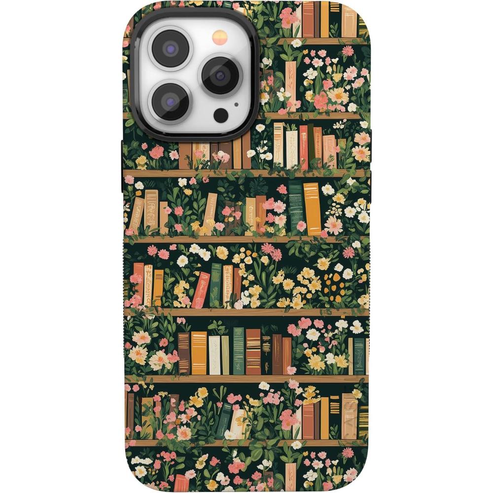 imageCasely iPhone 13 Pro Max Case  Falling for You  Plum Floral  Bold Protective Design  Compatible with MagSafeBook Nook  Floral Library