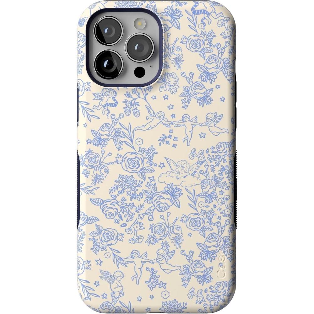 imageCasely iPhone 13 Pro Max Case  Falling for You  Plum Floral  Bold Protective Design  Compatible with MagSafeCupids Canvas  Periwinkle Floral