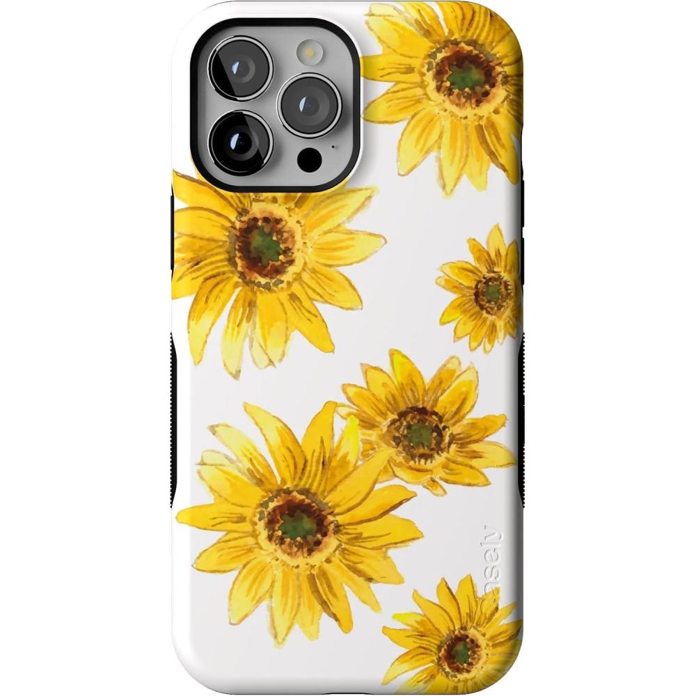 imageCasely iPhone 13 Pro Max Case  Falling for You  Plum Floral  Bold Protective Design  Compatible with MagSafeGolden Garden  Yellow Sunflower