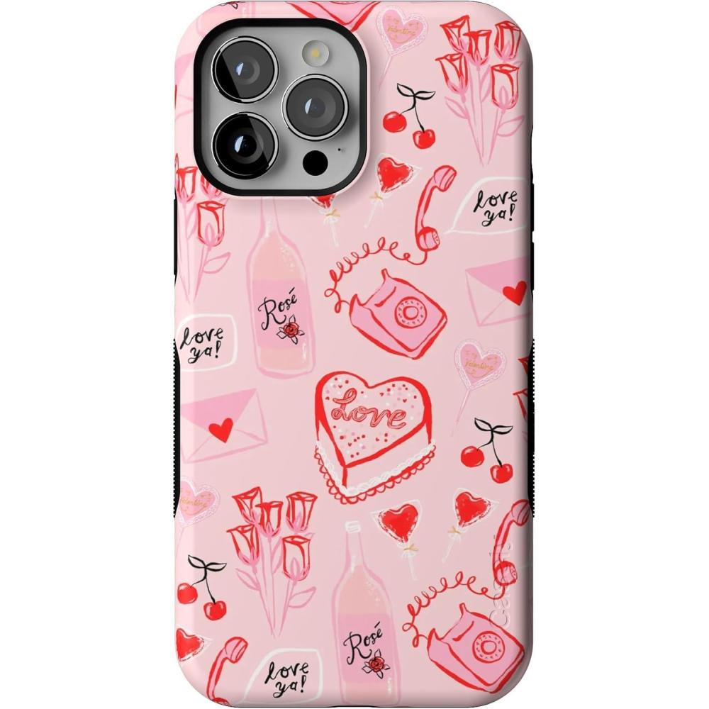 imageCasely iPhone 13 Pro Max Case Falling for You Plum Floral Bold Protective Design Compatible with MagSafeThats Amore Valentines