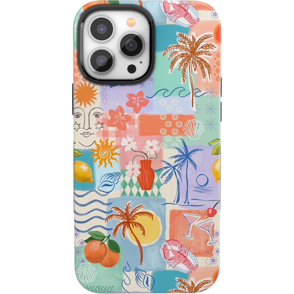 imageCasely iPhone 13 Pro Max Case  Falling for You  Plum Floral  Bold Protective Design  Compatible with MagSafeTropical Heat  Beachy Collage