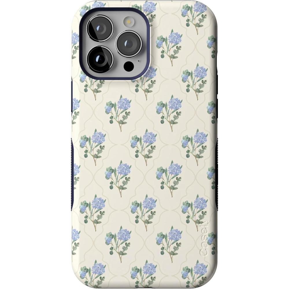 imageCasely iPhone 13 Pro Max Case  Falling for You  Plum Floral  Bold Protective Design  Compatible with MagSafeVintage Garden  Blue Hydrangea