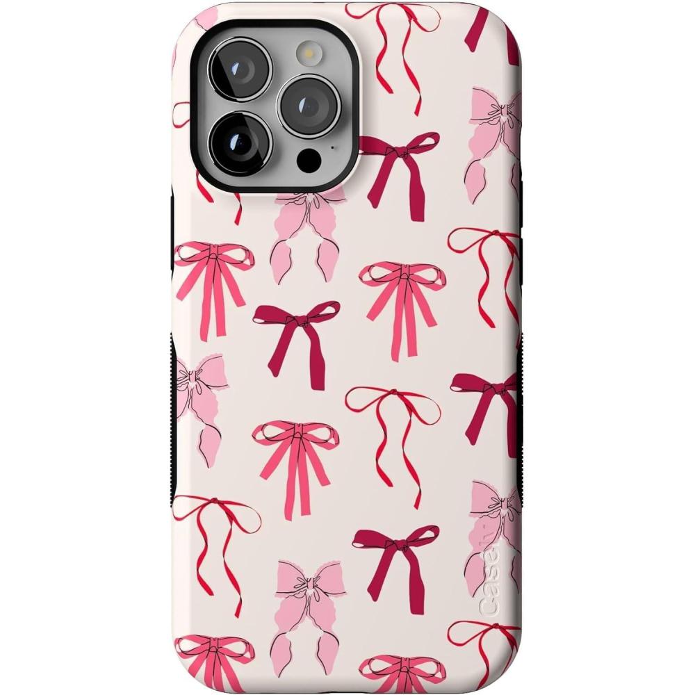 imageCasely iPhone 13 Pro Max Case  Poppy Meadows  Pastel Floral  Bold Protective Design  Compatible with MagSafeLover Girlie  Pink Bows