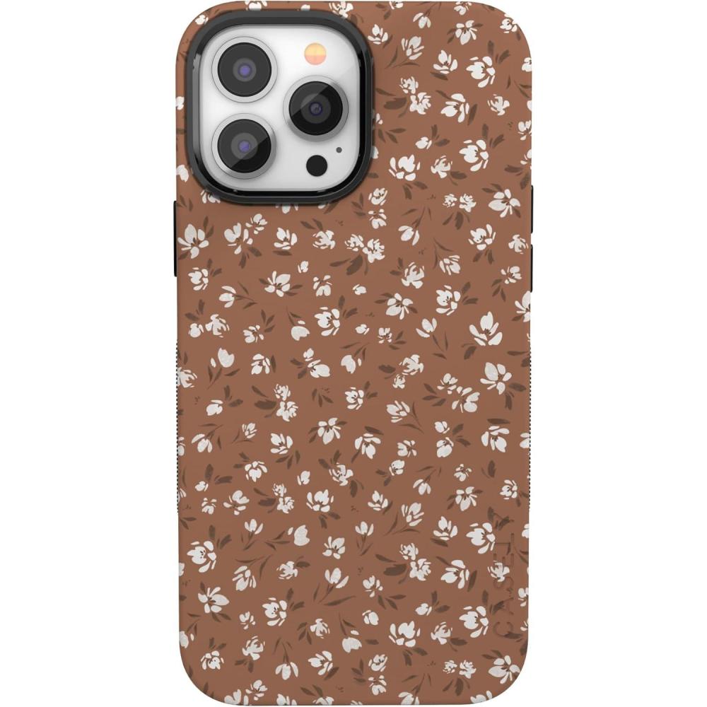 imageCasely iPhone 13 Pro Max Case  Poppy Meadows  Pastel Floral  Bold Protective Design  Compatible with MagSafeMocha Meadow  Tiny Flowers