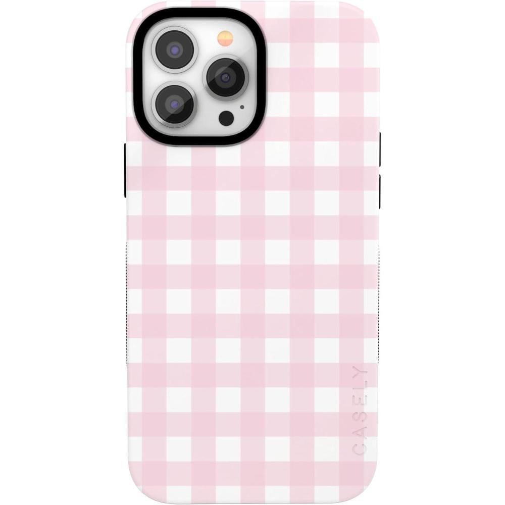 imageCasely iPhone 13 Pro Max Case  Poppy Meadows  Pastel Floral  Bold Protective Design  Compatible with MagSafePink Plaid  Sunday Best