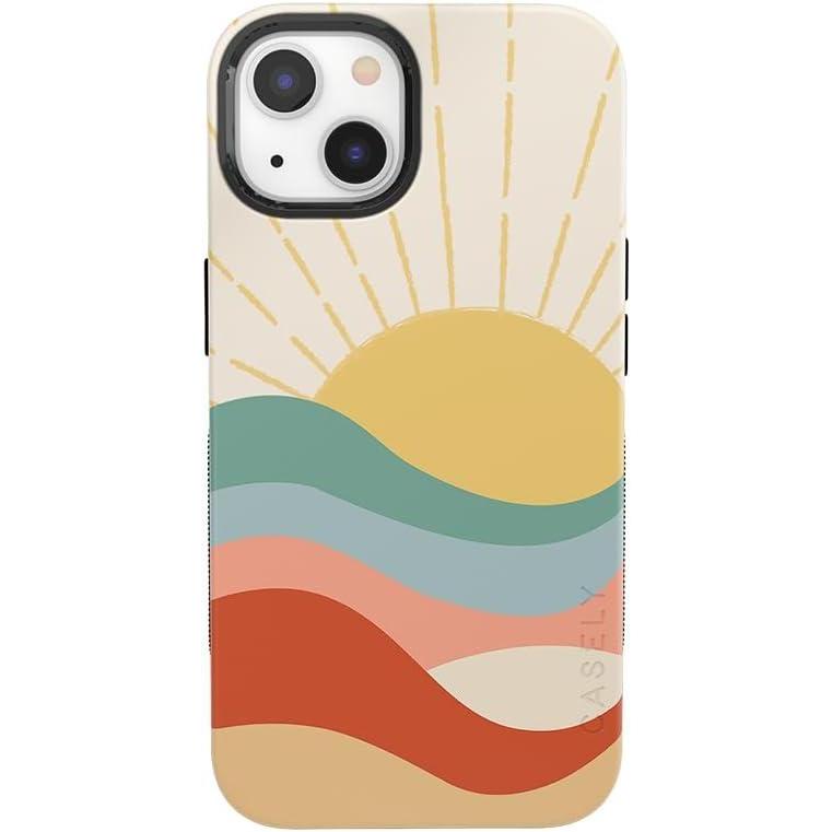 imageCasely iPhone 14 Plus Case  Coquette Girlie  Pastel Bows  Bold Protective Design  Compatible with MagSafeHere Comes the Sun  Colorblock Sunset