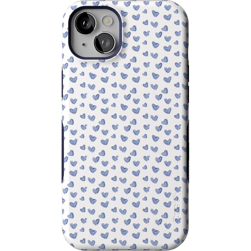 imageCasely iPhone 14 Plus Case  Coquette Girlie  Pastel Bows  Bold Protective Design  Compatible with MagSafeLovebug  Blue Hearts