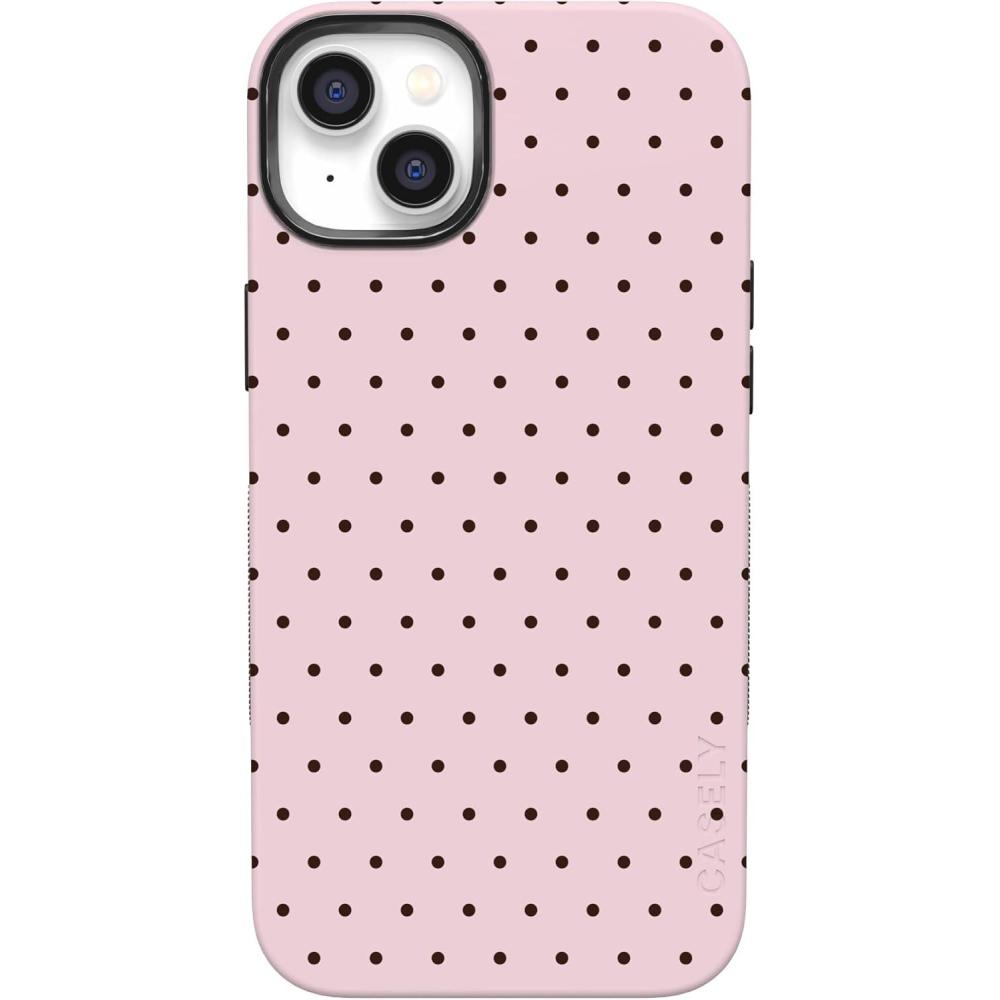 imageCasely iPhone 14 Plus Case  Coquette Girlie  Pastel Bows  Bold Protective Design  Compatible with MagSafeOn the Dot  Pink Polka Dot
