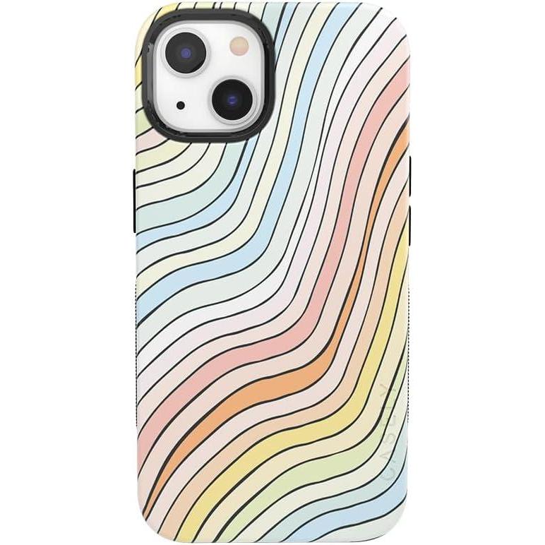 imageCasely iPhone 14 Plus Case  Coquette Girlie  Pastel Bows  Bold Protective Design  Compatible with MagSafeRide The Wave  Pastel Rainbow Lined