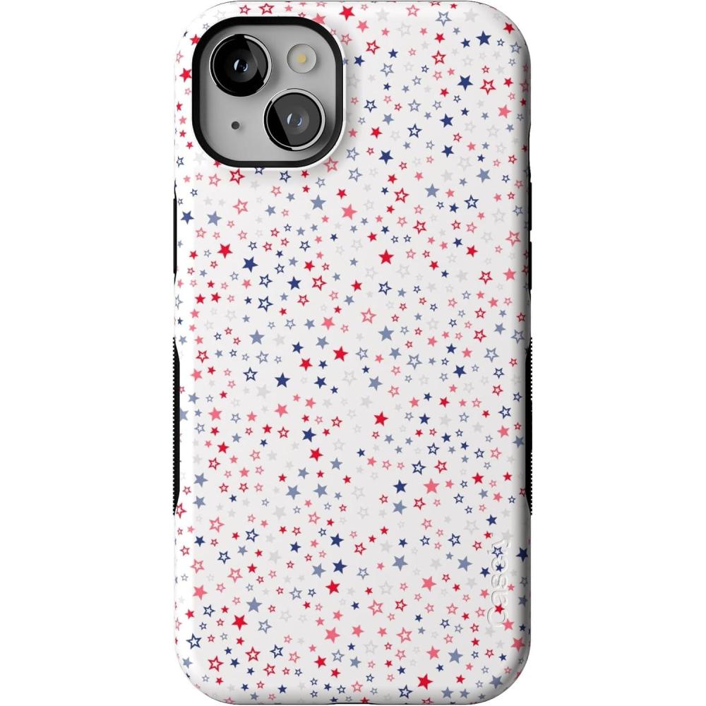 imageCasely iPhone 14 Plus Case  Coquette Girlie  Pastel Bows  Bold Protective Design  Compatible with MagSafeSeeing Stars  Red  White  Blue