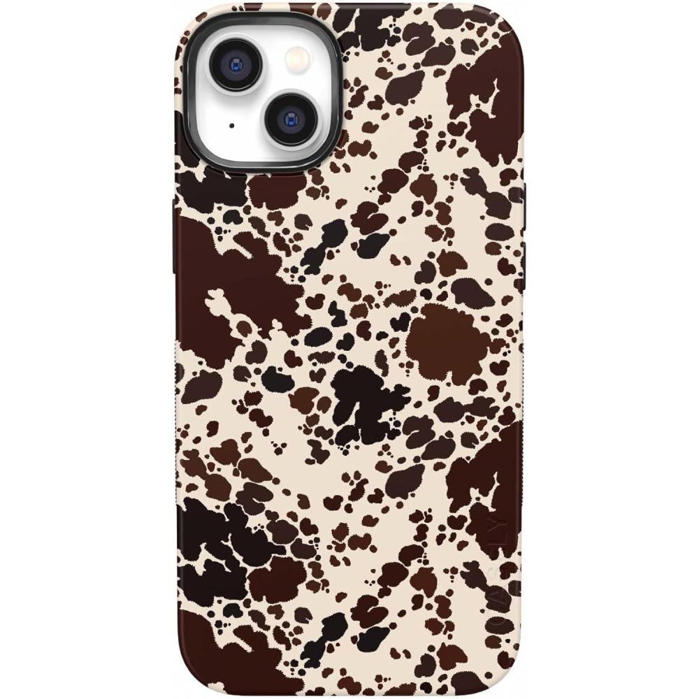 imageCasely iPhone 14 Plus Case  Opposites Attract  Day amp Night Mountains  Bold Protective Design  Compatible with MagSafeCowgirl Envy  Cow Print