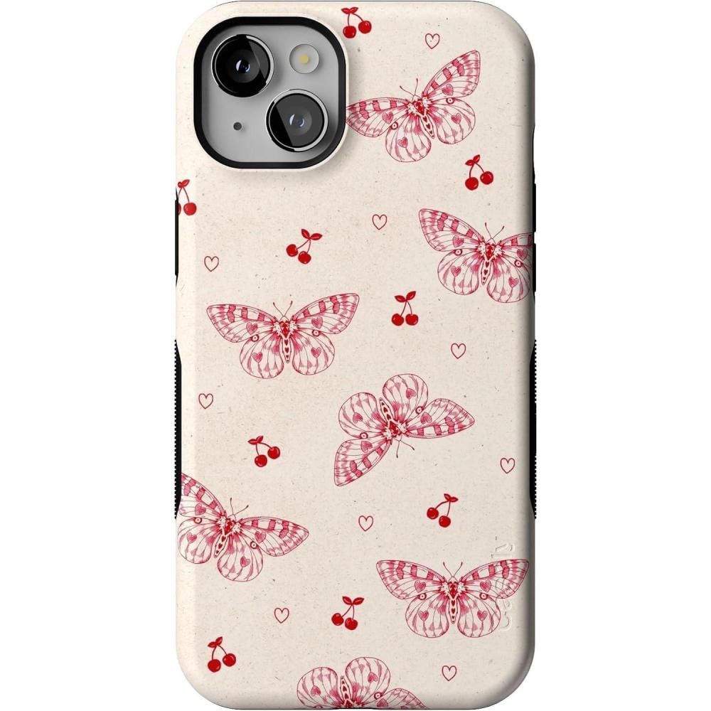 imageCasely iPhone 14 Plus Case  Opposites Attract  Day amp Night Mountains  Bold Protective Design  Compatible with MagSafeHeart Flutters  Butterfly