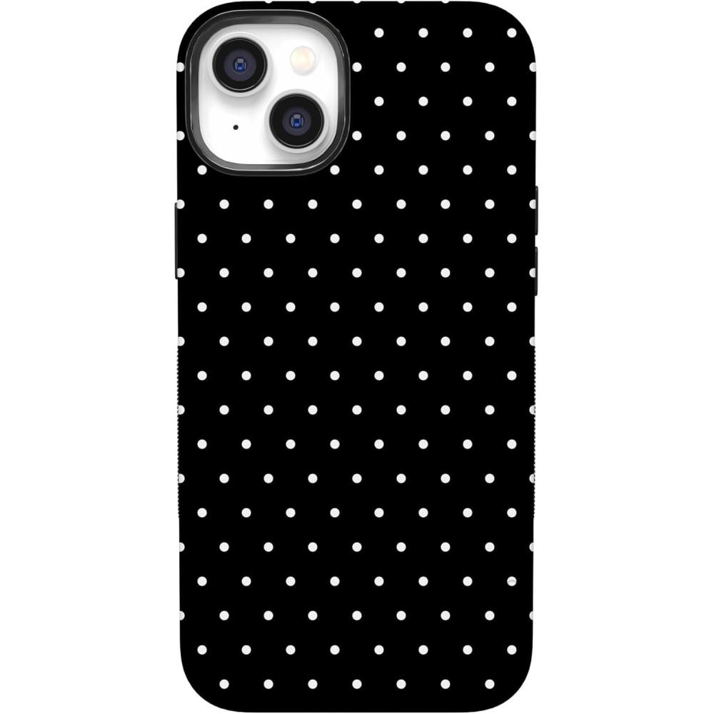 imageCasely iPhone 14 Plus Case  Opposites Attract  Day amp Night Mountains  Bold Protective Design  Compatible with MagSafeOn the Dot  Black Polka Dot