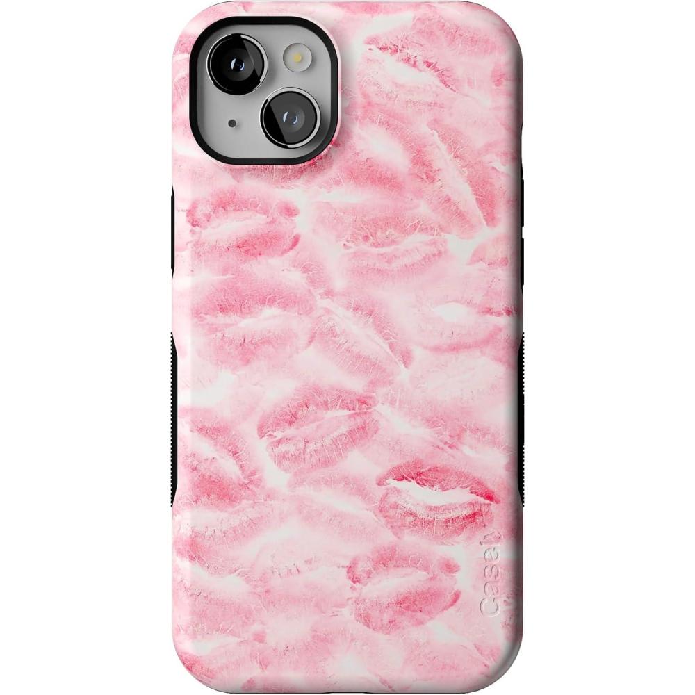 imageCasely iPhone 14 Plus Case  Opposites Attract  Day amp Night Mountains  Bold Protective Design  Compatible with MagSafeSealed with a Kiss  Pink Lipstick