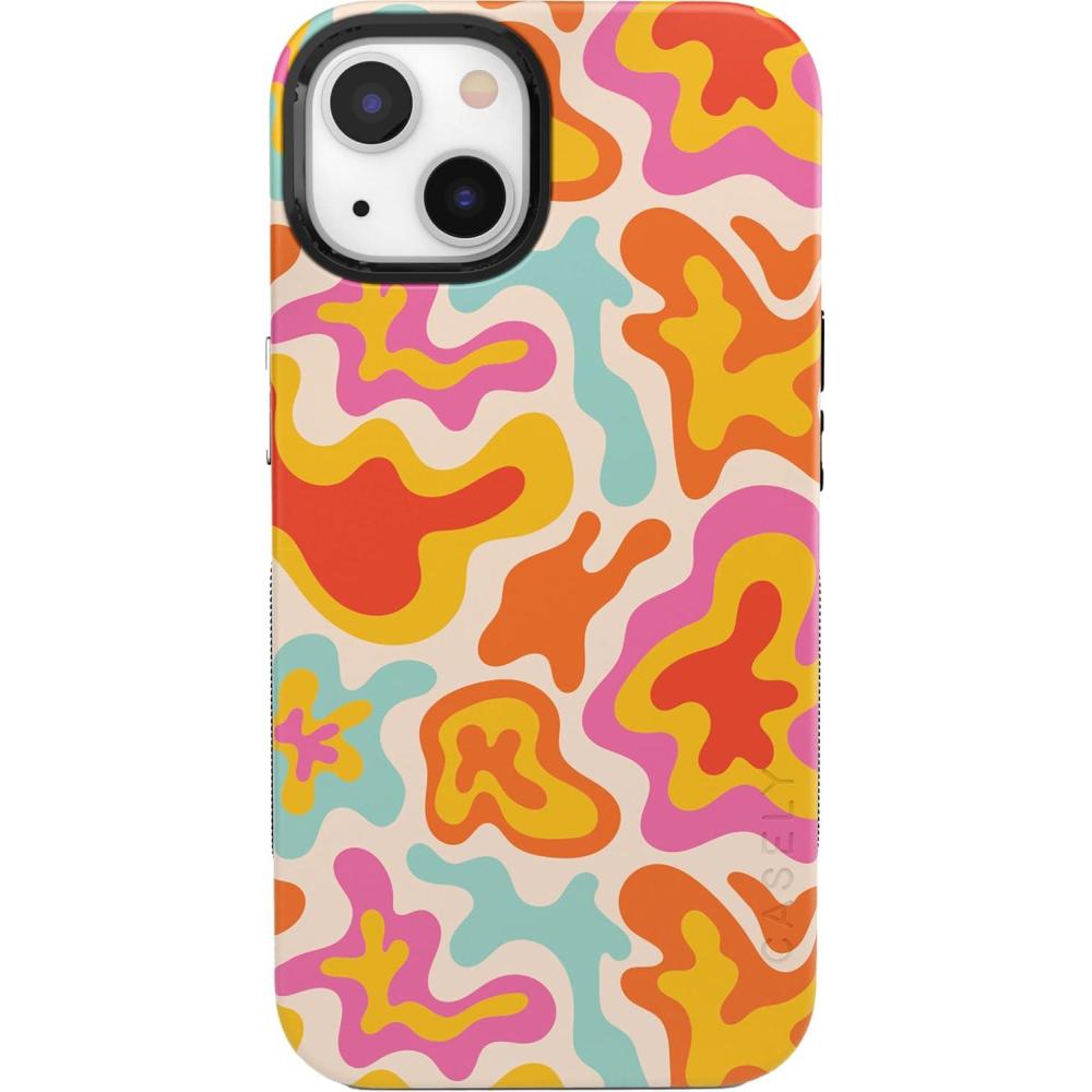 imageCasely iPhone 14 Plus Case  Opposites Attract  Day amp Night Mountains  Bold Protective Design  Compatible with MagSafeTropical Color Splash  Abstract Retro