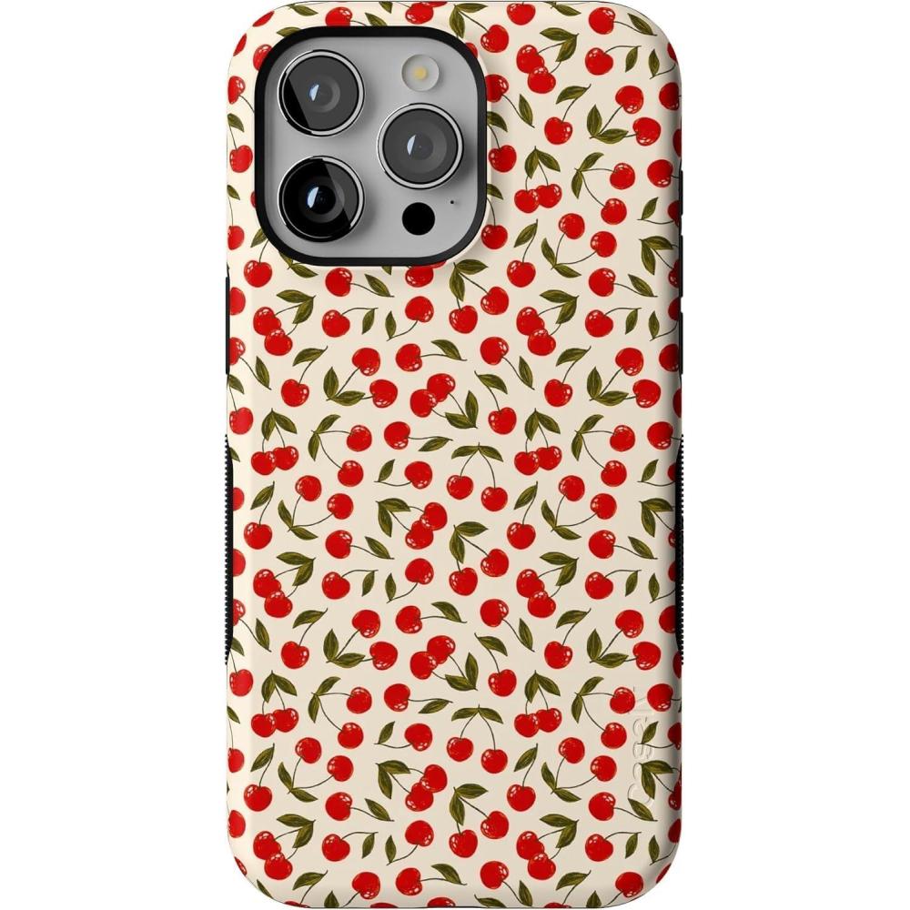 imageCasely iPhone 15 Pro Max Case  All The Fun Things  Fun on Weekdays  Bold Protective Design  Compatible with MagSafeCherry on Top  Red Cherries Floral